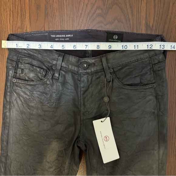 NWT! AG JEANS Leatherette Crinkle Coated Ankle Leggings Charcoal Gray Size 24 - Picture 11 of 14